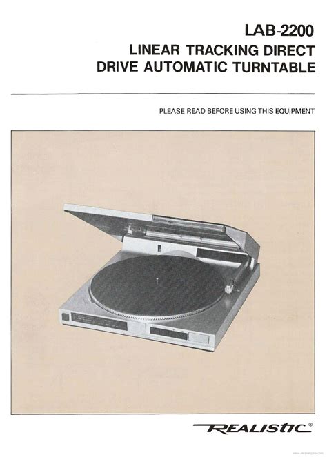 Why are high-end turntables manual. . Realistic lab 2200 manual